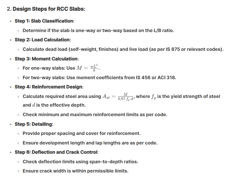 Reinforced Concrete (RCC) Slabs