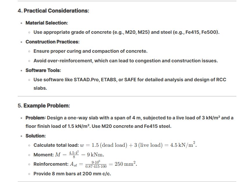 Reinforced Concrete (RCC) Slabs